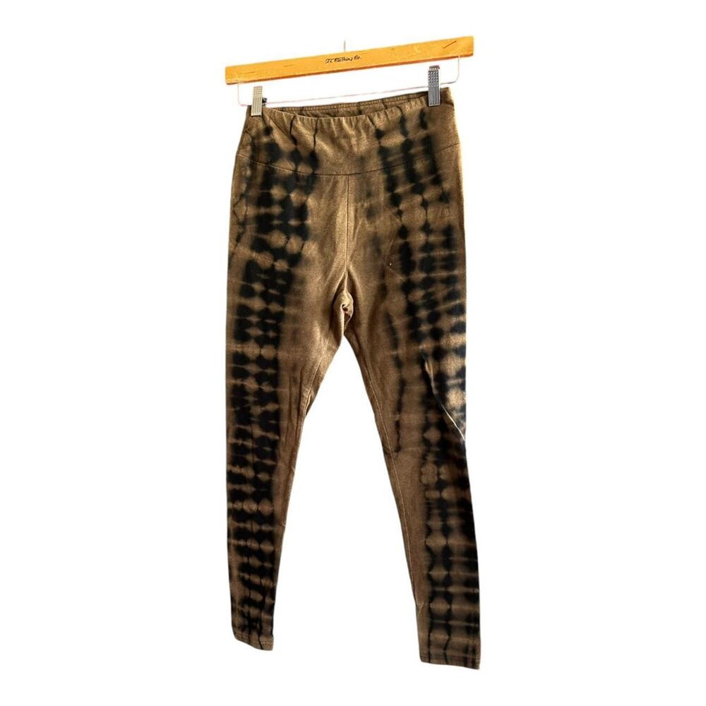 Womens Leggings Size Small Upcycled Tie Dye Pants Brown Black Hippie Casual